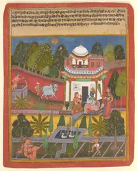 Praudha Dhiradhira Nayika, de un Rasikapriya ilustrado de Keshavadas (1555-1617)